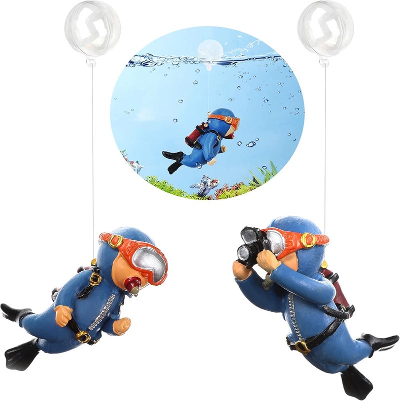 SUPTEC 2-Pack Cute Little Diver Aquarium Decorations - Floating Aquarium Accessories for Fish Tanks - Image 1